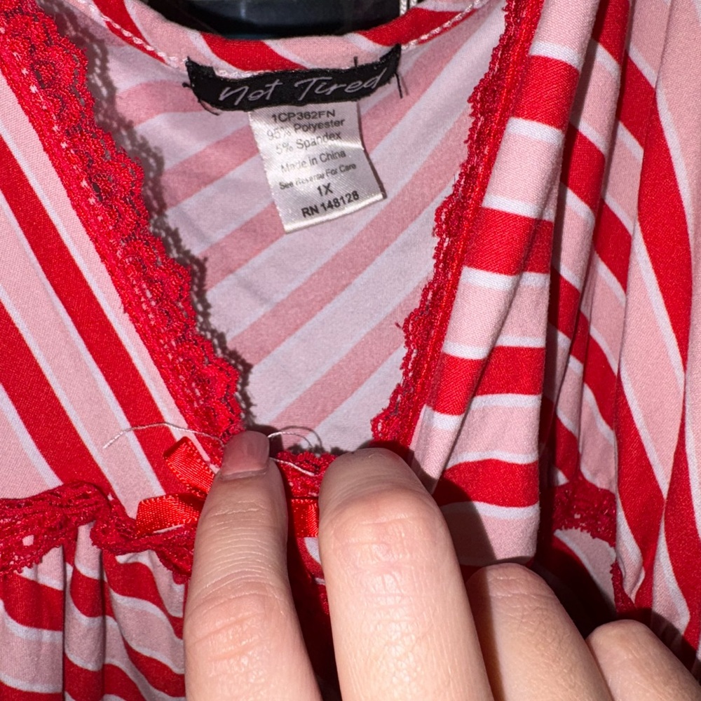 PACK OF 2 Fashion Nova ❤️🤍 striped 1X Sleepwear + 💚 Victoria’s Secret Size XXL - Picture 11 of 11